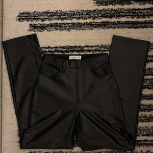 Abercrombie & Fitch Black Faux Leather Straight Leg Pants